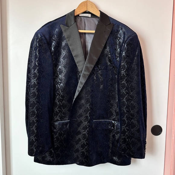 Giovanni Testi Other - Mens Giovanni Testi Blue Velvet Snakeskin Tuxedo Blazer